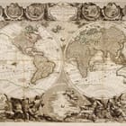 Miniatura fototapety Starożytna mapa świata z globusami
