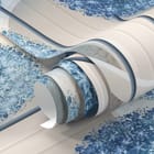 Miniatura fototapety Niebieskie kuliste kwiaty z białymi okręgami fragment #1