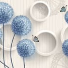 Miniatura fototapety Niebieskie kuliste kwiaty z białymi okręgami