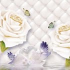 Miniatura fototapety Białe róże i łabędzie na wodzie