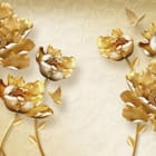 Miniatura fototapety Złote kwiaty na jasnym tle