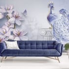 Miniatura fototapety Paw na kolumnie z magnoliami we wnętrzu salonu