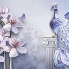 Miniatura fototapety Paw na kolumnie z magnoliami