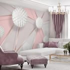 Miniatura fototapety Białe kuliste struktury 3D we wnętrzu salonu