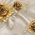 Miniatura fototapety Złote róże na jedwabiu