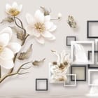 Miniatura fototapety Białe kwiaty i wodospady w ramkach