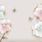 Miniatura fototapety Kwiaty z Perłami i Złotymi Ornamentami