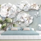 Miniatura fototapety Egzotyczne kwiaty na gałęzi we wnętrzu sypialni