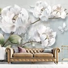 Miniatura fototapety Egzotyczne kwiaty na gałęzi we wnętrzu salonu