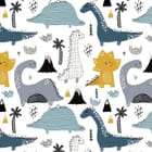 Miniatura fototapety Kolorowe Dinozaury na Białym Tle