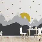 Miniatura fototapety Góry z zachodzącym słońcem we wnętrzu pokoju dziecka