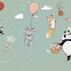 Miniatura fototapety Zwierzęta z balonami w niebie