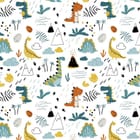 Miniatura fototapety Kolorowe dinozaury na białym tle