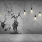 Miniatura fototapety Jelenie na szarym tle z żarówkami