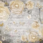 Miniatura fototapety Kremowe róże z nutami muzycznymi