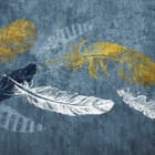 Miniatura fototapety Kolorowe pióra na niebieskim tle