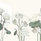 Miniatura fototapety Białe kwiaty lotosu i zielone liście