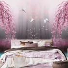 Miniatura fototapety Różowe Drzewa nad Wodą we wnętrzu sypialni