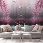 Miniatura fototapety Różowe Drzewa nad Wodą we wnętrzu salonu