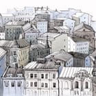 Miniatura fototapety Widok na stare miasto z dachami