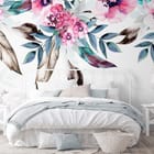 Miniatura fototapety Egzotyczne Kwiaty w Akwareli we wnętrzu sypialni