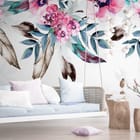 Miniatura fototapety Egzotyczne Kwiaty w Akwareli we wnętrzu pokoju nastolatka