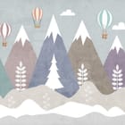 Miniatura fototapety Góry z balonami na tle