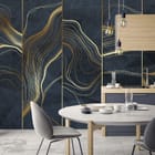 Miniatura fototapety Złote Linie na Ciemnym Tle we wnętrzu kuchni