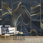 Miniatura fototapety Złote Linie na Ciemnym Tle we wnętrzu salonu