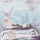 Miniatura fototapety Kwiaty i paw w ogrodzie we wnętrzu sypialni