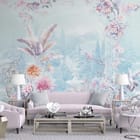 Miniatura fototapety Kwiaty i paw w ogrodzie we wnętrzu salonu