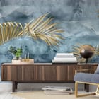 Miniatura fototapety Złote Liście Palmowe na Abstrakcji we wnętrzu przedpokoju