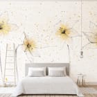 Miniatura fototapety Delikatne lilie na białym tle we wnętrzu sypialni