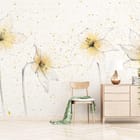 Miniatura fototapety Delikatne lilie na białym tle we wnętrzu salonu