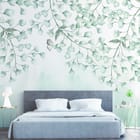 Miniatura fototapety Gałęzie z Liśćmi i Kwiatami we wnętrzu sypialni