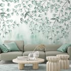 Miniatura fototapety Gałęzie z Liśćmi i Kwiatami we wnętrzu salonu