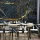 Miniatura fototapety Złote Linie na Ciemnym Tle we wnętrzu kuchni