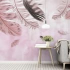 Miniatura fototapety Delikatne pióra na pastelowym tle we wnętrzu salonu