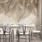 Miniatura fototapety Liście palmowe z geometrycznym wzorem we wnętrzu kuchni