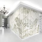 Miniatura fototapety Liście paproci na geometrycznym tle we wnętrzu przedpokoju