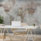 Miniatura fototapety Mapa świata na starym tle we wnętrzu biura