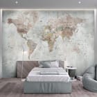 Miniatura fototapety Mapa świata na starym tle we wnętrzu pokoju nastolatka