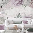 Miniatura fototapety Pastelowe Piwonie i Liście we wnętrzu salonu