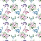 Miniatura fototapety Kolorowe Dinozaury i Kwiaty