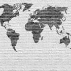 Miniatura fototapety Mapa świata na ceglanej ścianie