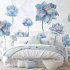 Miniatura fototapety Kwiaty lotosu na jasnym tle we wnętrzu sypialni