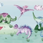 Miniatura fototapety Kolorowe Dinozaury na Łące