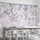 Miniatura fototapety Piwonie na dekoracyjnym tle we wnętrzu kuchni