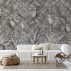 Miniatura fototapety Kwiatowe Murale z Geometrycznym Tłem we wnętrzu salonu