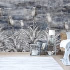 Miniatura fototapety Kwiatowe murale z kolczastymi roślinami we wnętrzu sypialni